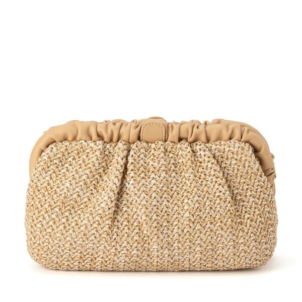 olga berg AMALIA Pleated Woven Clutch