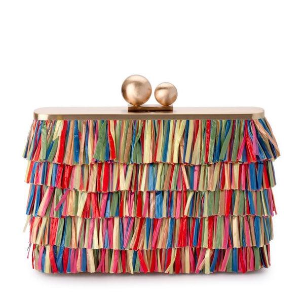 olga berg CARLITA Carnivale Fringe Clutch Bag