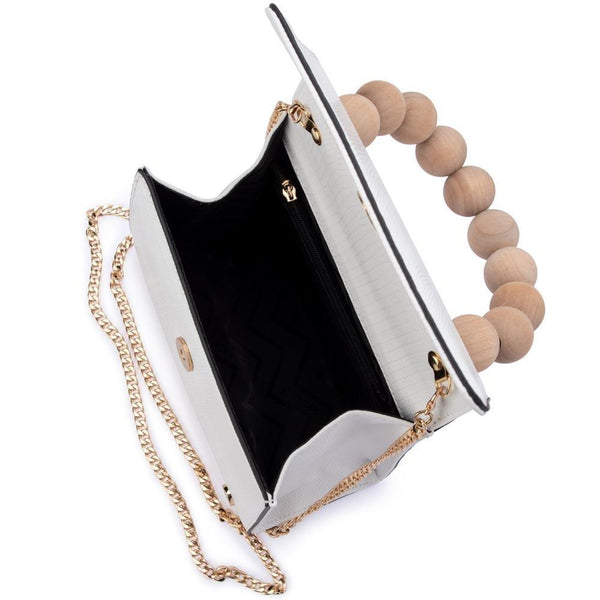 Olga Berg CAYLEE Wood Bead Handle Bag
