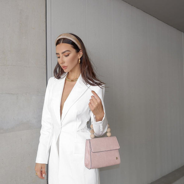 Olga Berg CAYLEE Wood Bead Handle Bag