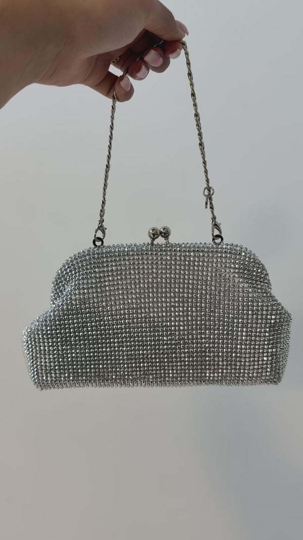 Olga Berg ELA Crystal Mesh Clutch