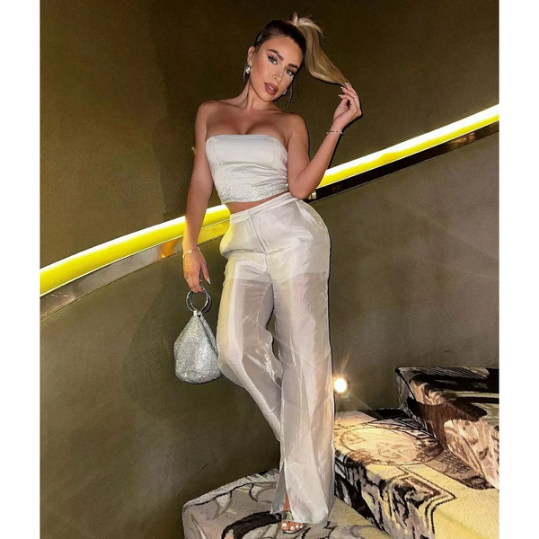 Olga Berg ELLIE Crystal Mesh Handle Bag