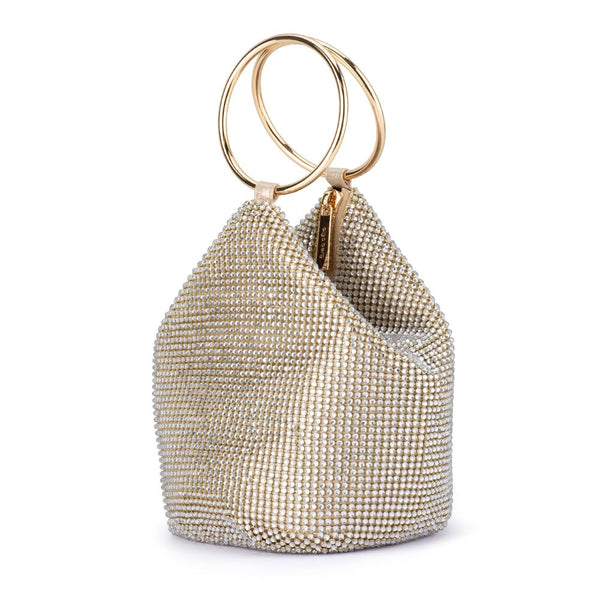 Olga Berg ELLIE Crystal Mesh Handle Bag