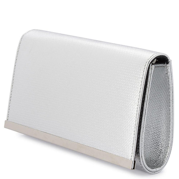 Olga Berg MADDIE Metallic Embossed Foldover Clutch