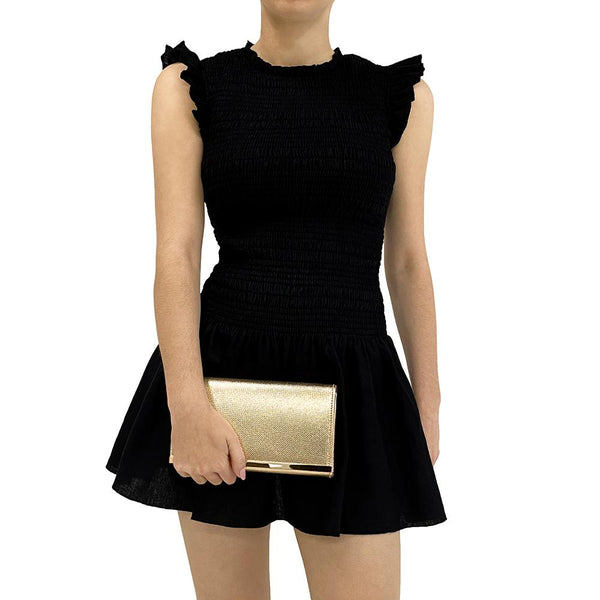 Olga Berg MADDIE Metallic Embossed Foldover Clutch