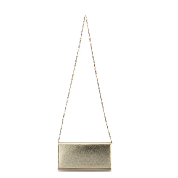 Olga Berg MADDIE Metallic Embossed Foldover Clutch