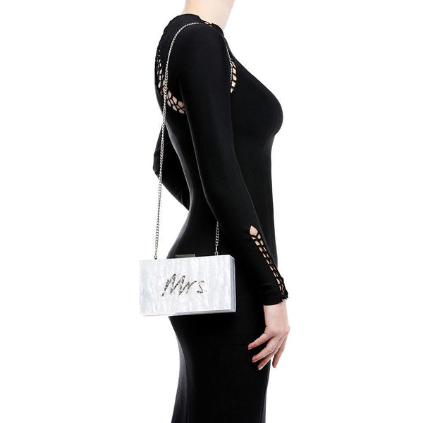 Olga Berg MRS Glitter Acrylic Box Clutch