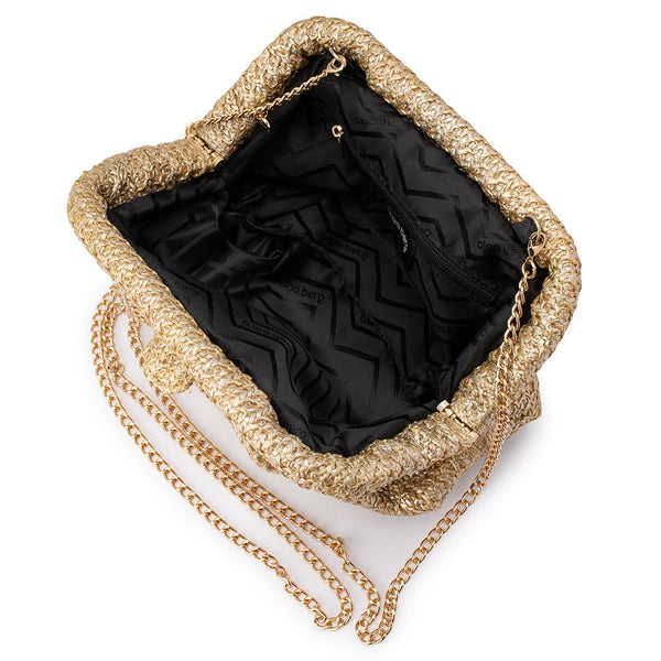 Olga Berg STEVIE Pleated Woven Clutch