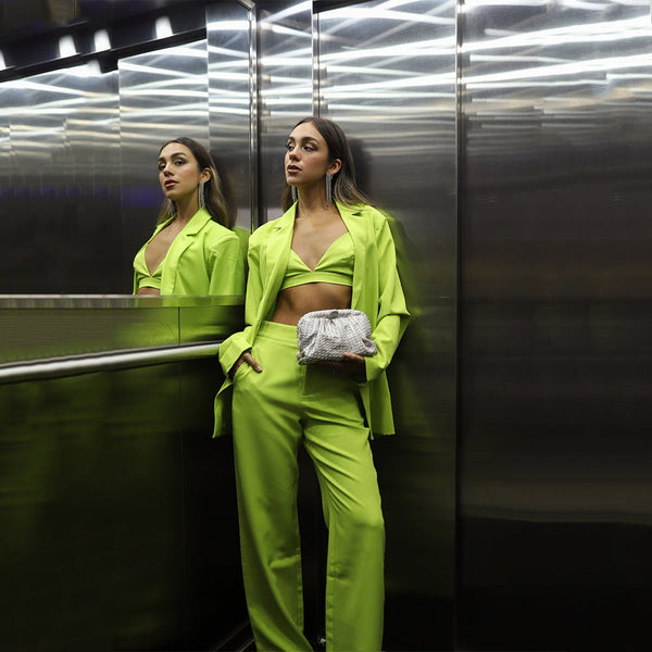 Olga Berg STEVIE Pleated Woven Clutch