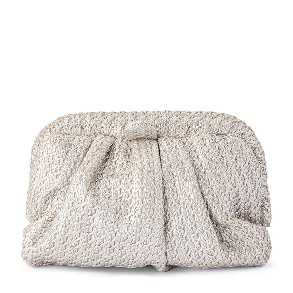 olga berg STEVIE Pleated Woven Clutch