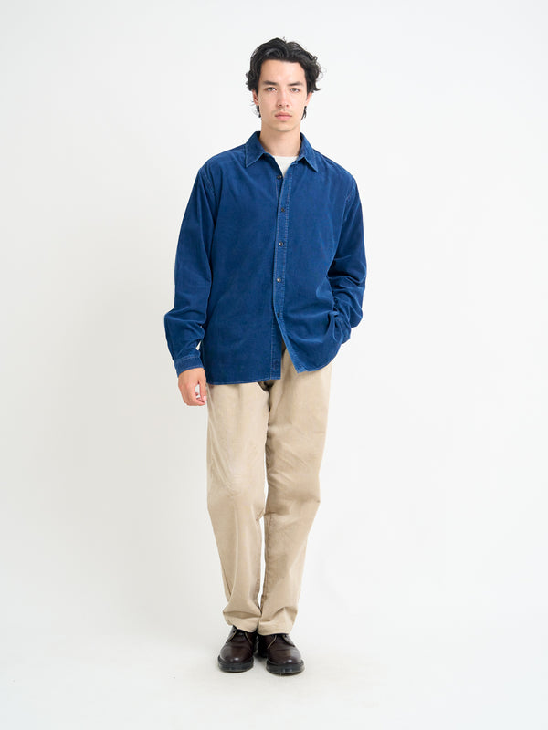 Oliver Spencer Atlanta Long Sleeve Shirt (Loose Fit) Newson Cord Indigo Blue