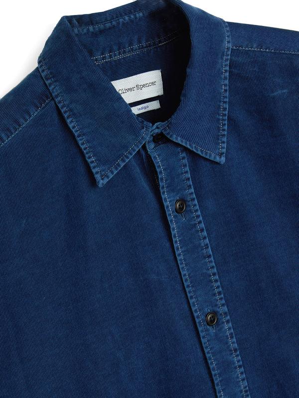 Oliver Spencer Atlanta Long Sleeve Shirt (Loose Fit) Newson Cord Indigo Blue