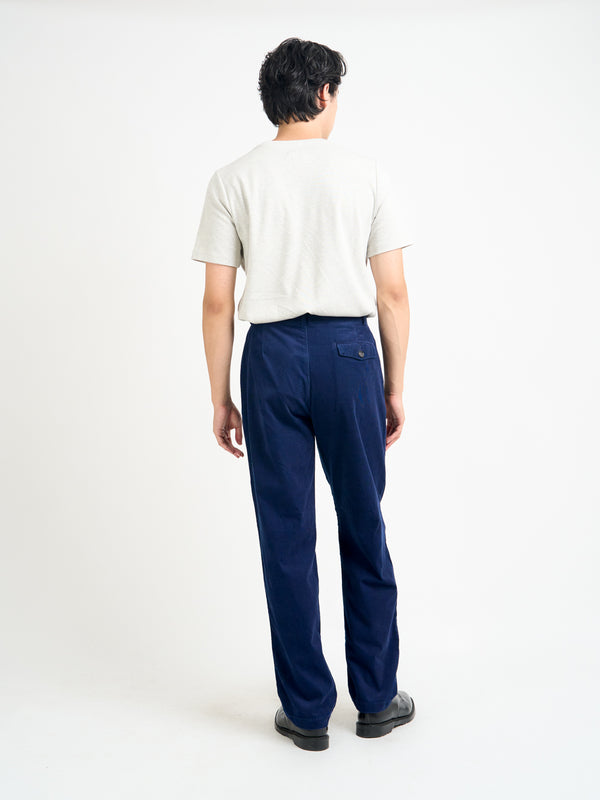 Oliver Spencer Belted Trousers Newson Cord Indigo Blue
