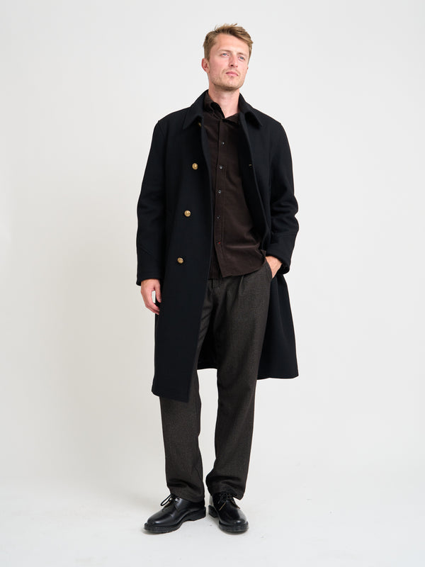 Oliver Spencer Big Coat Mosedale Black With Brass Buttons