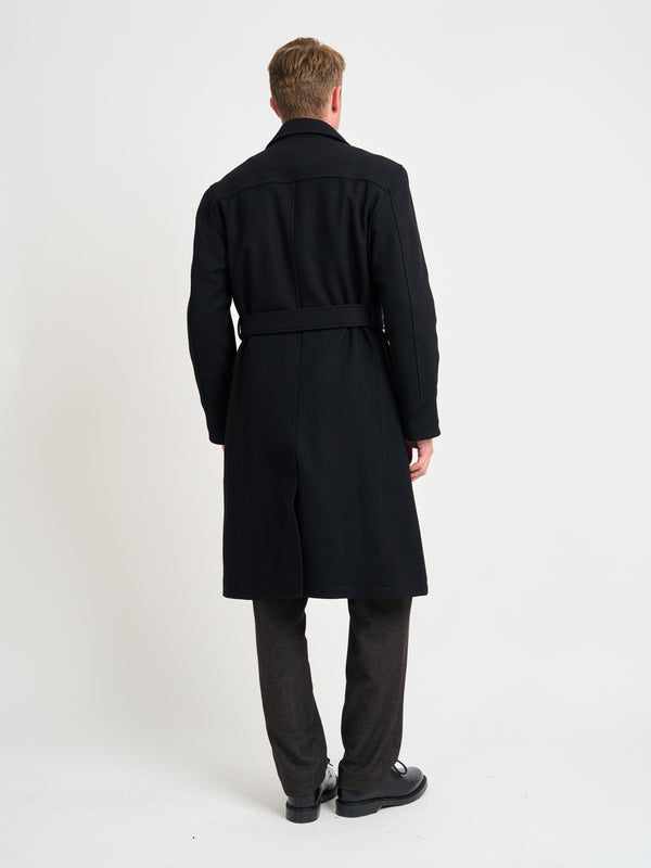 Oliver Spencer Big Coat Mosedale Black With Brass Buttons