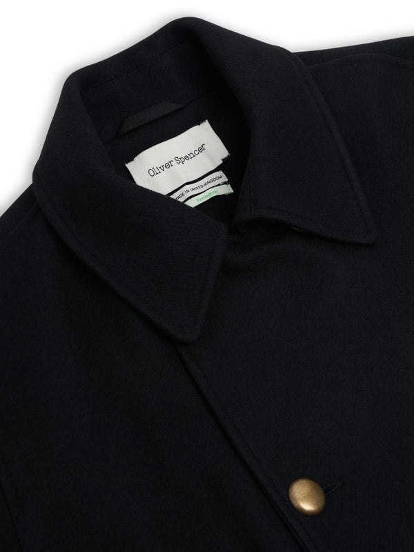 Oliver Spencer Big Coat Mosedale Black With Brass Buttons