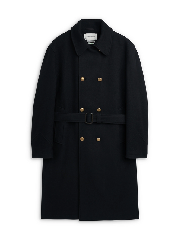 oliver spencer Big Coat Mosedale Black with Brass Buttons