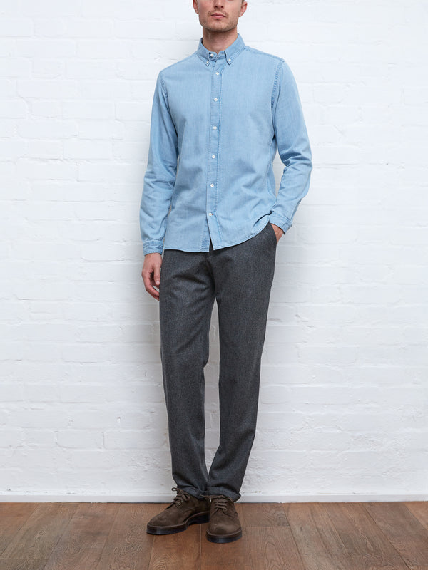 Oliver Spencer Brook Shirt Mullins Denim Indigo Light