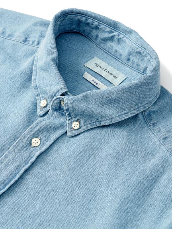 Oliver Spencer Brook Shirt Mullins Denim Indigo Light