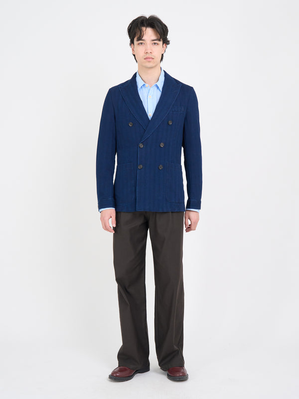 Oliver Spencer Double Breasted Jacket Faye Indigo Blue
