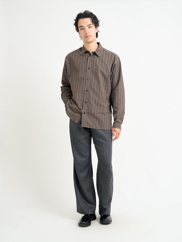 Oliver Spencer Garrison Long Sleeve Shirt (Loose Fit) Alberg Brown