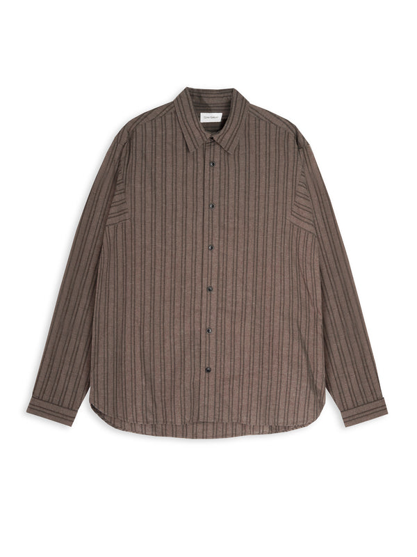oliver spencer Garrison Long Sleeve Shirt (Loose Fit) Alberg Brown