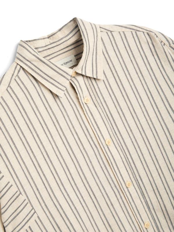 Oliver Spencer Garrison Long Sleeve Shirt (Loose Fit) Alberg Sand/Black