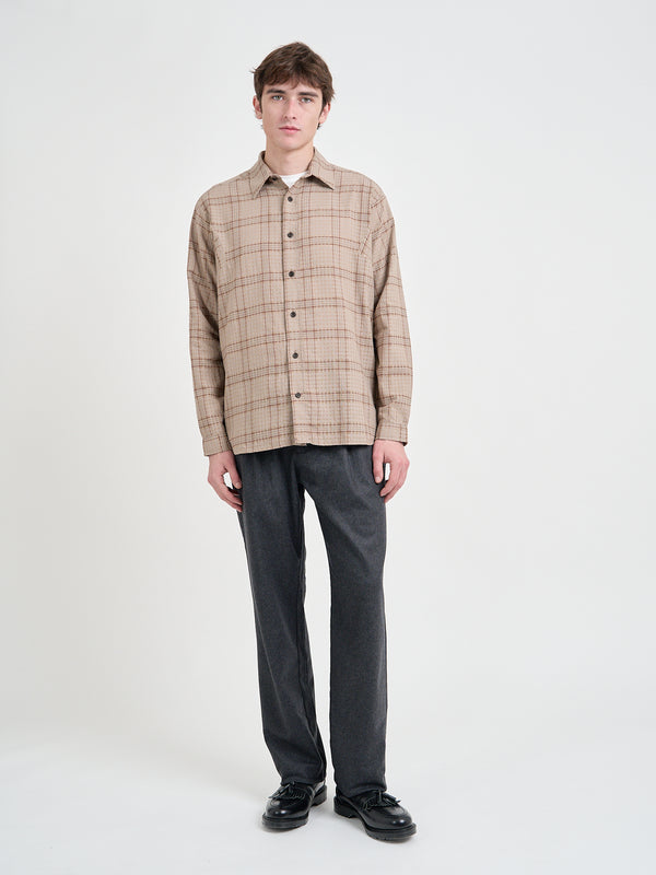 Oliver Spencer Garrison Long Sleeve Shirt (Loose Fit) Connell Beige
