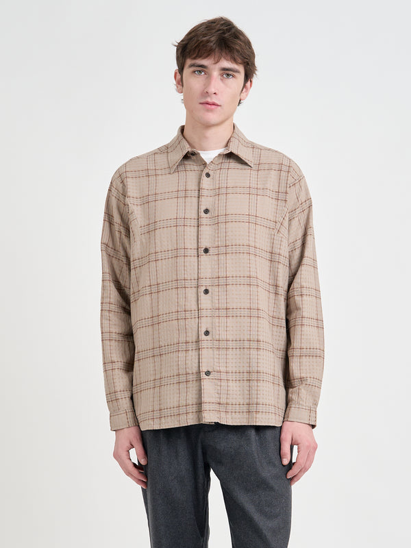 oliver spencer Garrison Long Sleeve Shirt (Loose Fit) Connell Beige