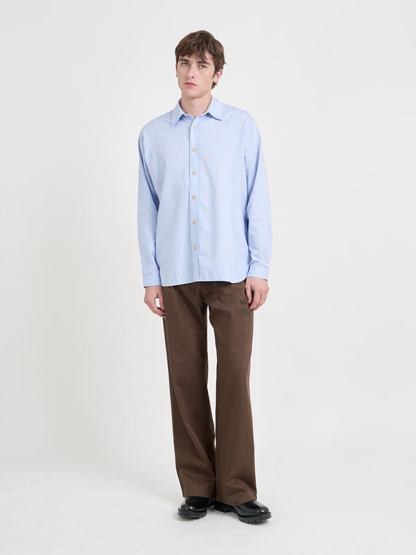 Oliver Spencer Garrison Long Sleeve Shirt (Loose Fit) Faber Blue