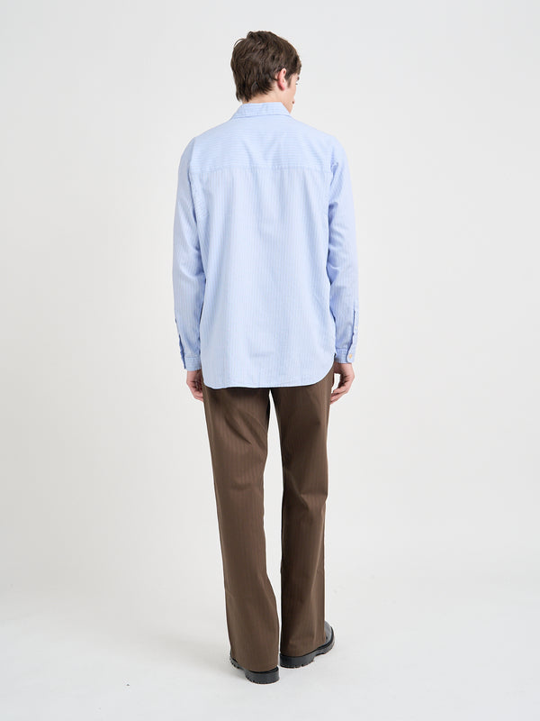 Oliver Spencer Garrison Long Sleeve Shirt (Loose Fit) Faber Blue
