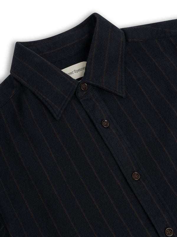 Oliver Spencer Garrison Long Sleeve Shirt (Loose Fit) Nielson Navy