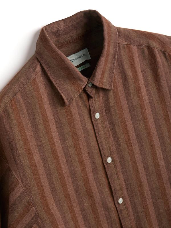 Oliver Spencer Garrison Short Sleeve Shirt Lowson Terracotta