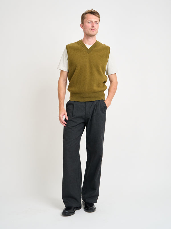 Oliver Spencer Graves V Neck Vest Hartwell Olive Green