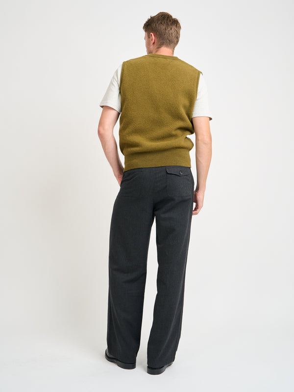 Oliver Spencer Graves V Neck Vest Hartwell Olive Green