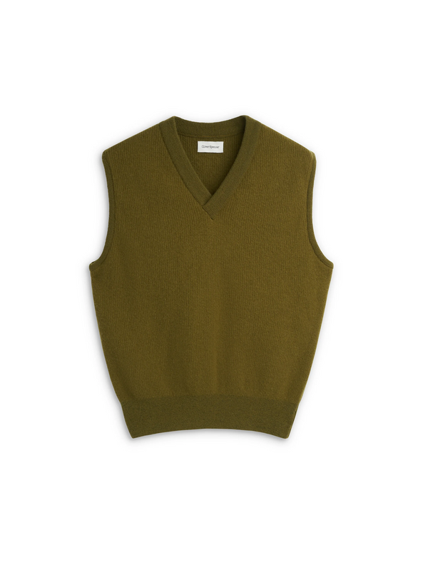 oliver spencer Graves V Neck Vest Hartwell Olive Green