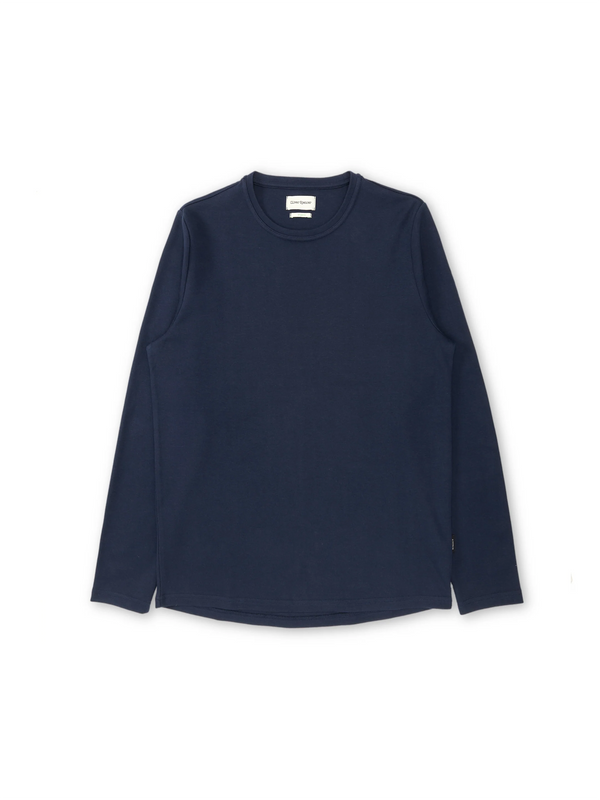 oliver spencer Heavy Long Sleeve Plain T-Shirt Tavistock Navy
