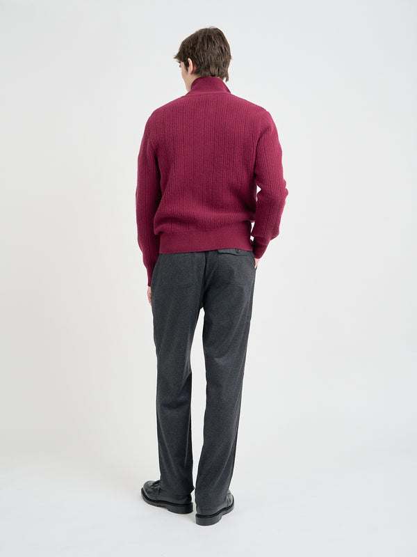 Oliver Spencer Kilbridge Zip Through Cardigan Overton Wine Red