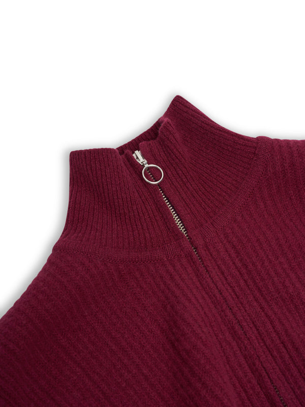 Oliver Spencer Kilbridge Zip Through Cardigan Overton Wine Red