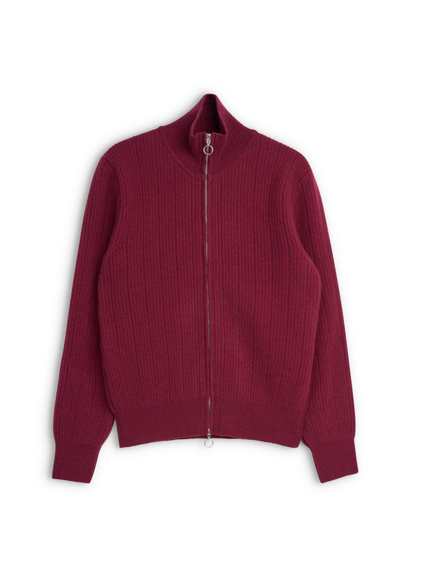 oliver spencer Kilbridge Zip Through Cardigan Overton Wine Red