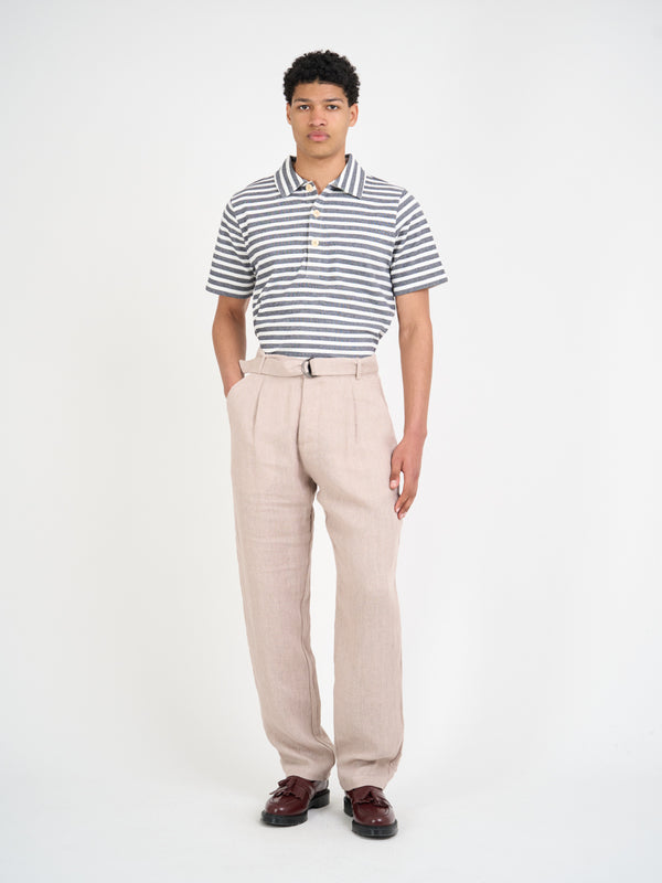 Oliver Spencer Mersey Polo Shirt Holmes Cream/Midnight