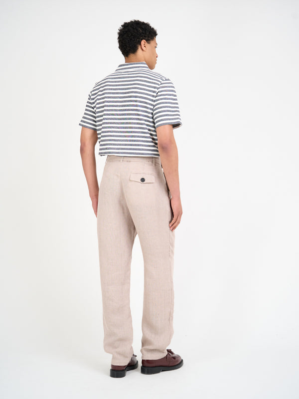 Oliver Spencer Mersey Polo Shirt Holmes Cream/Midnight