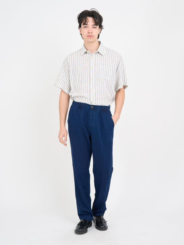 Oliver Spencer Morton Pleated Trousers Faye Indigo Blue