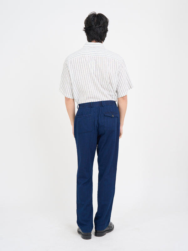 Oliver Spencer Morton Pleated Trousers Faye Indigo Blue