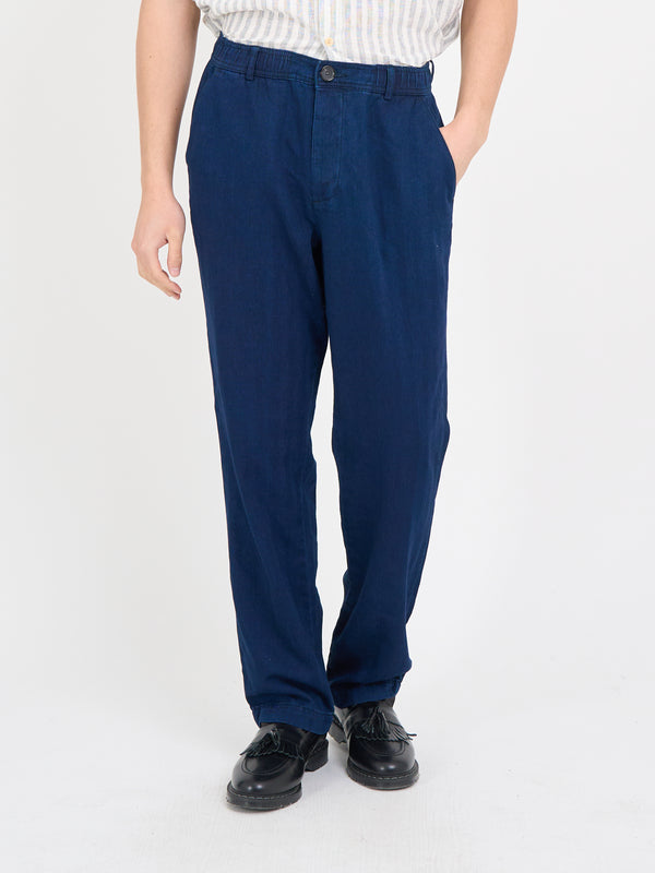 Oliver Spencer Morton Pleated Trousers Faye Indigo Blue