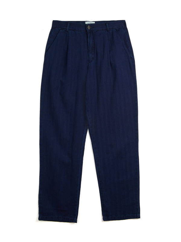 oliver spencer Morton Pleated Trousers Faye Indigo Blue