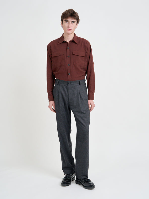 Oliver Spencer Morton Pleated Trousers Richards Charcoal