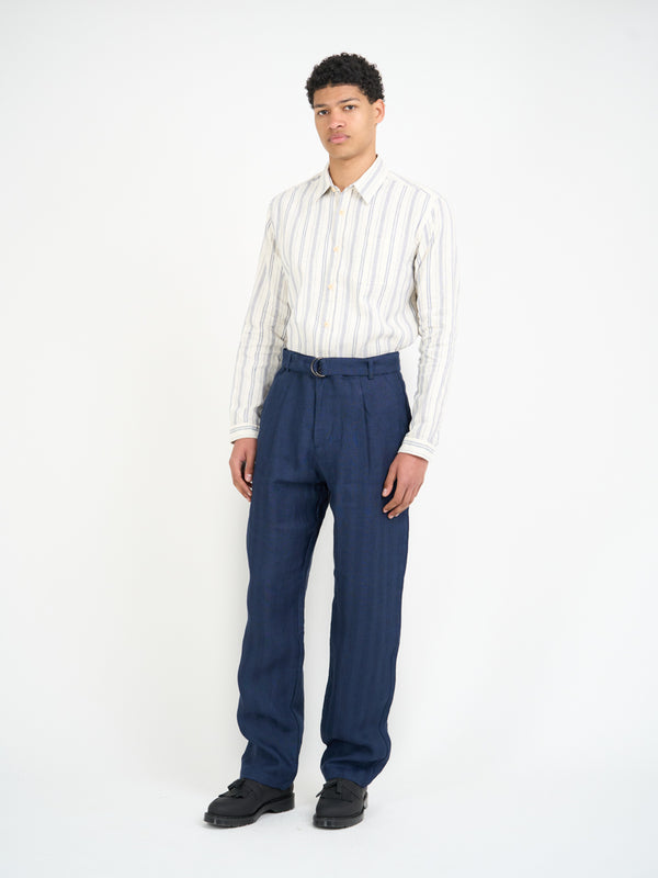 Oliver Spencer Belted Trousers Arnold Navy