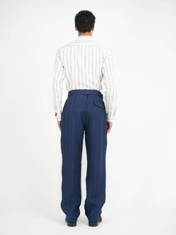 Oliver Spencer Belted Trousers Arnold Navy