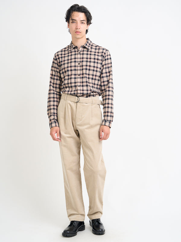 Oliver Spencer Belted Trousers Sibley Cord Beige